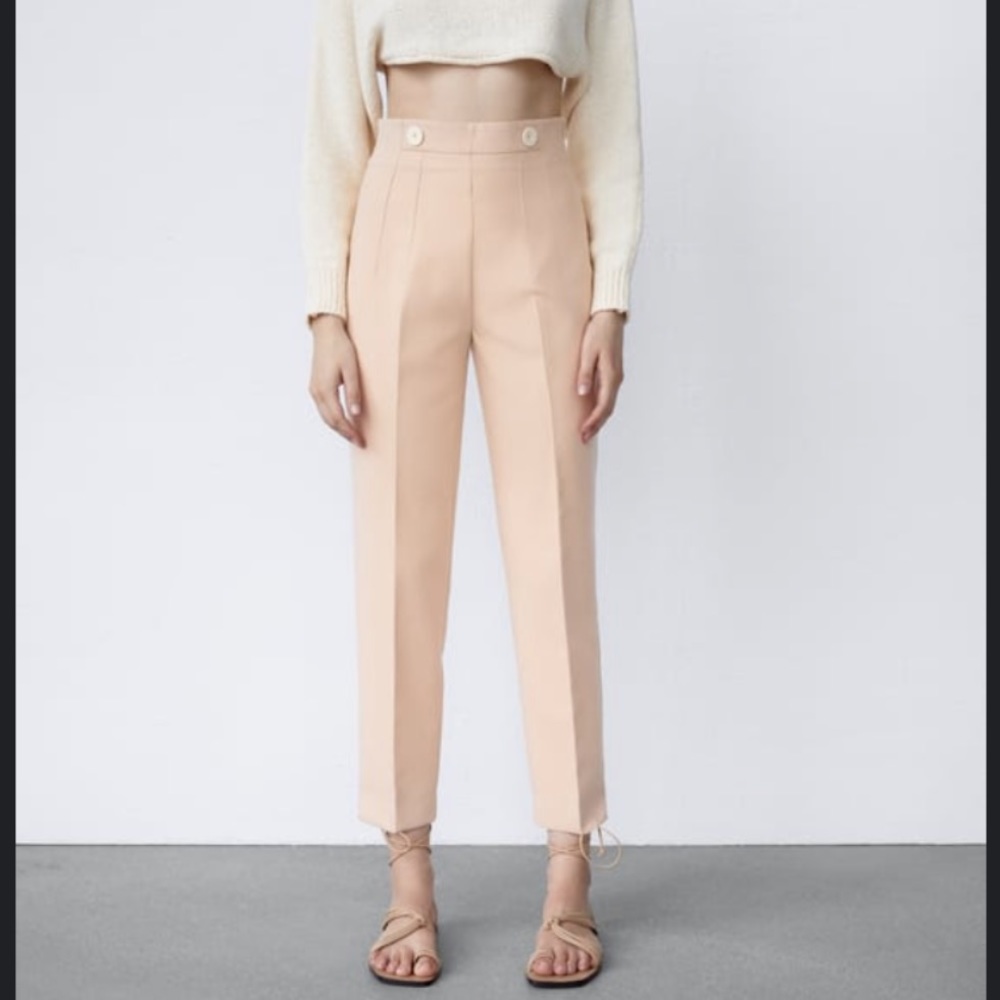 ZARA BUNDLE - HIGH WAISTED PANTS (light pink & black - can purchase one or both)